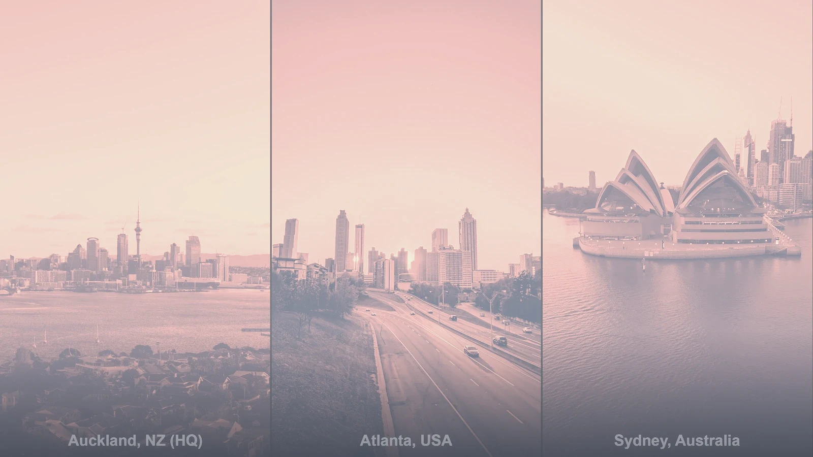 Tripster Developers offices across Auckland (HQ), Atlanta, and Sydney