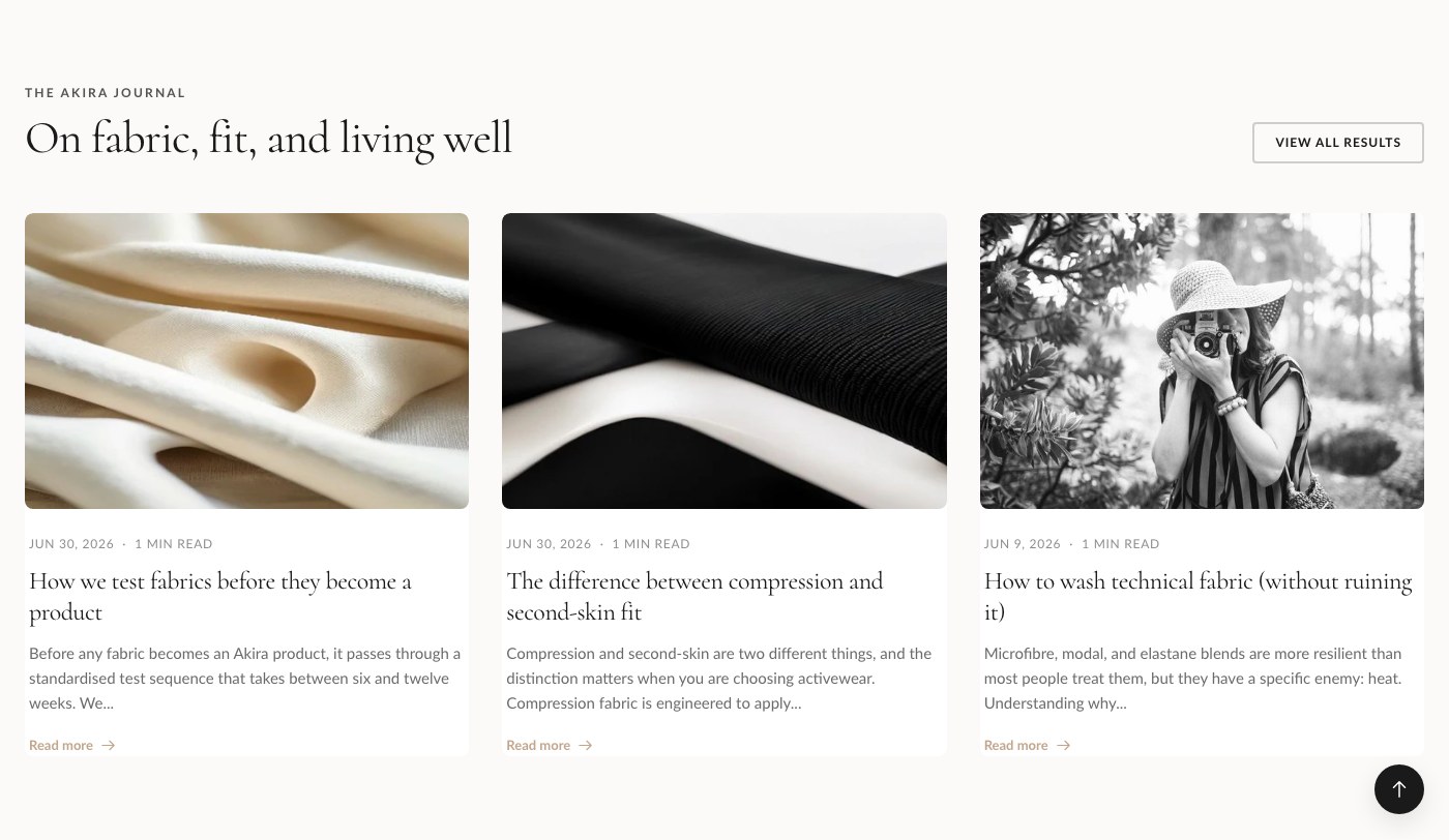 The Blog posts section previewing recent articles on the homepage.
