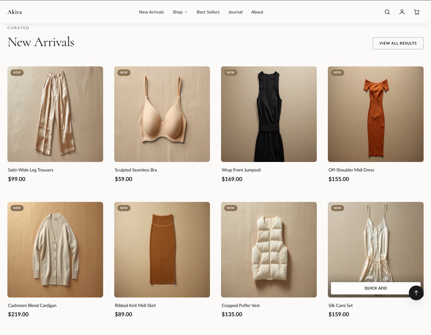 A featured collection grid on the homepage.