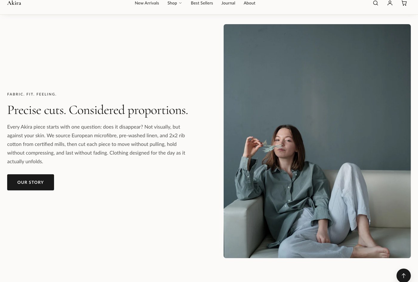 An Image with text section pairing brand imagery with a heading, body copy, and button.