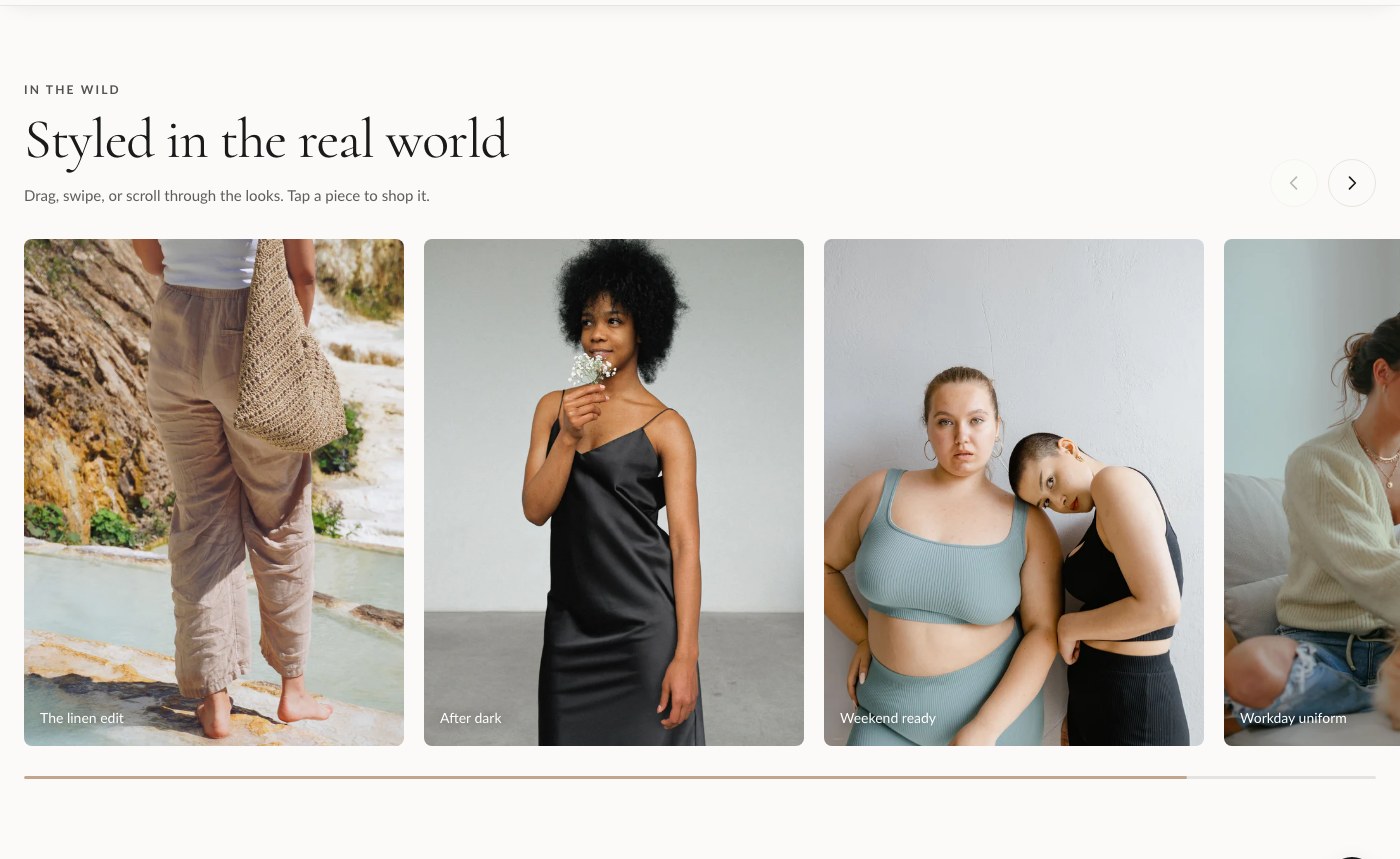 The Mood Reel section, a draggable card gallery for lifestyle imagery.