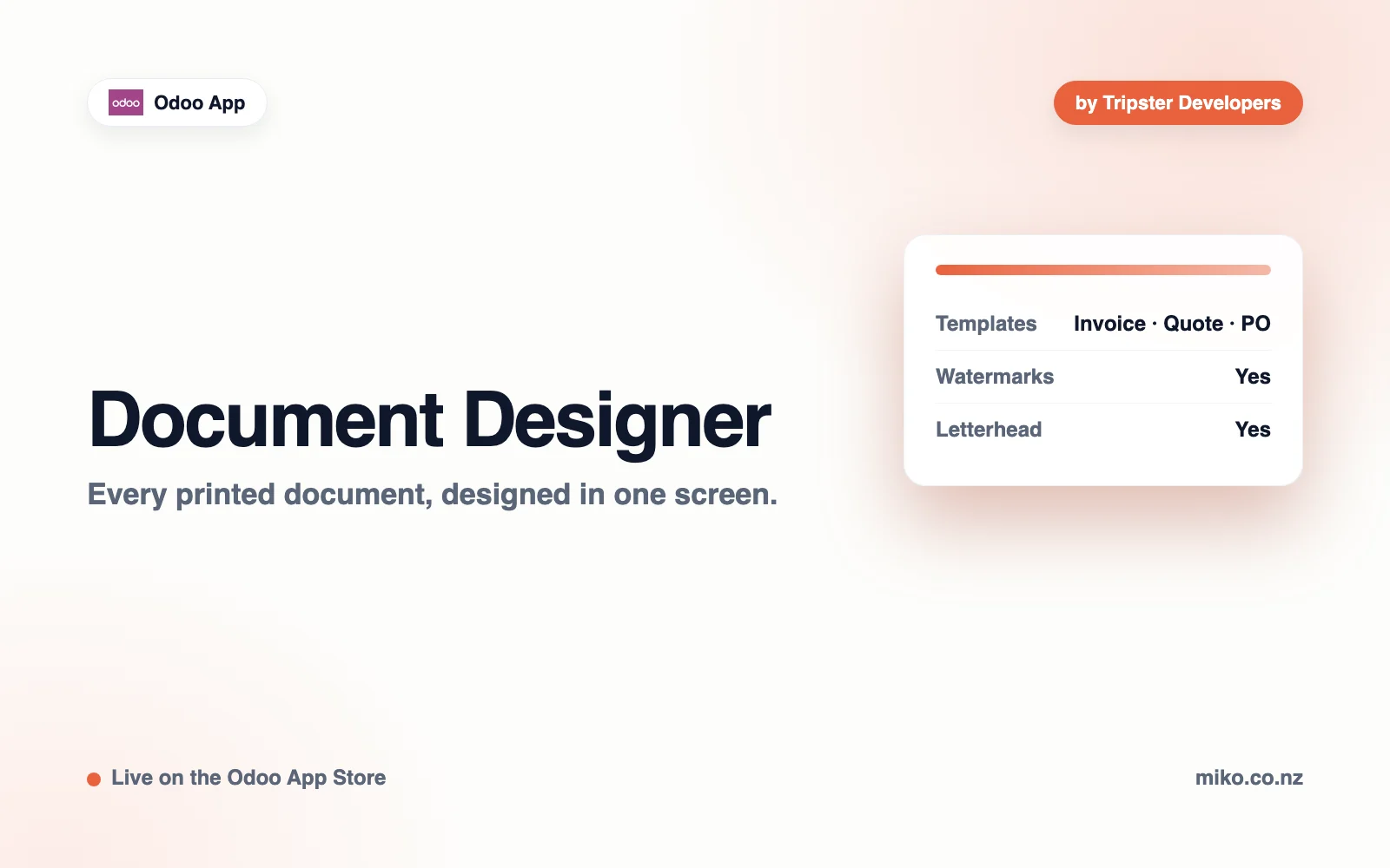 Document Designer app screen built by Tripster Developers
