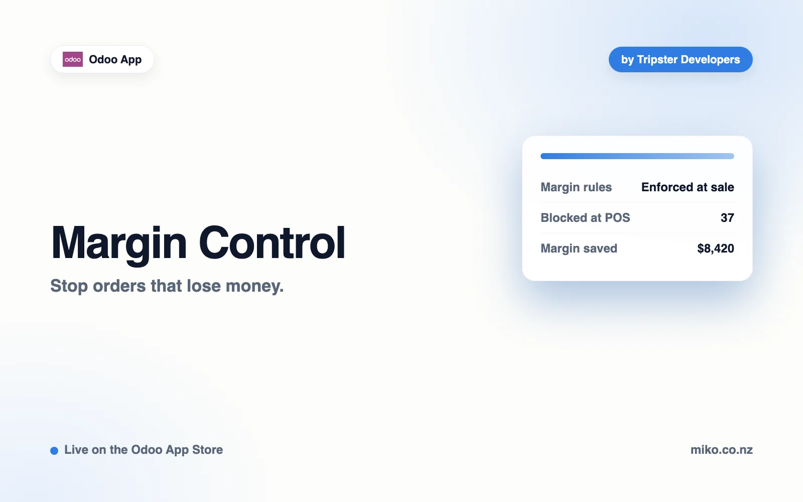 Margin Control app screen built by Tripster Developers