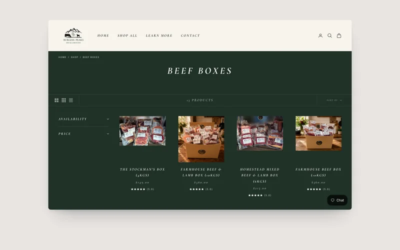 Burgess Peaks collection page, built by Tripster Developers