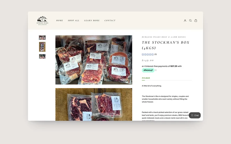 Burgess Peaks product page built for conversion