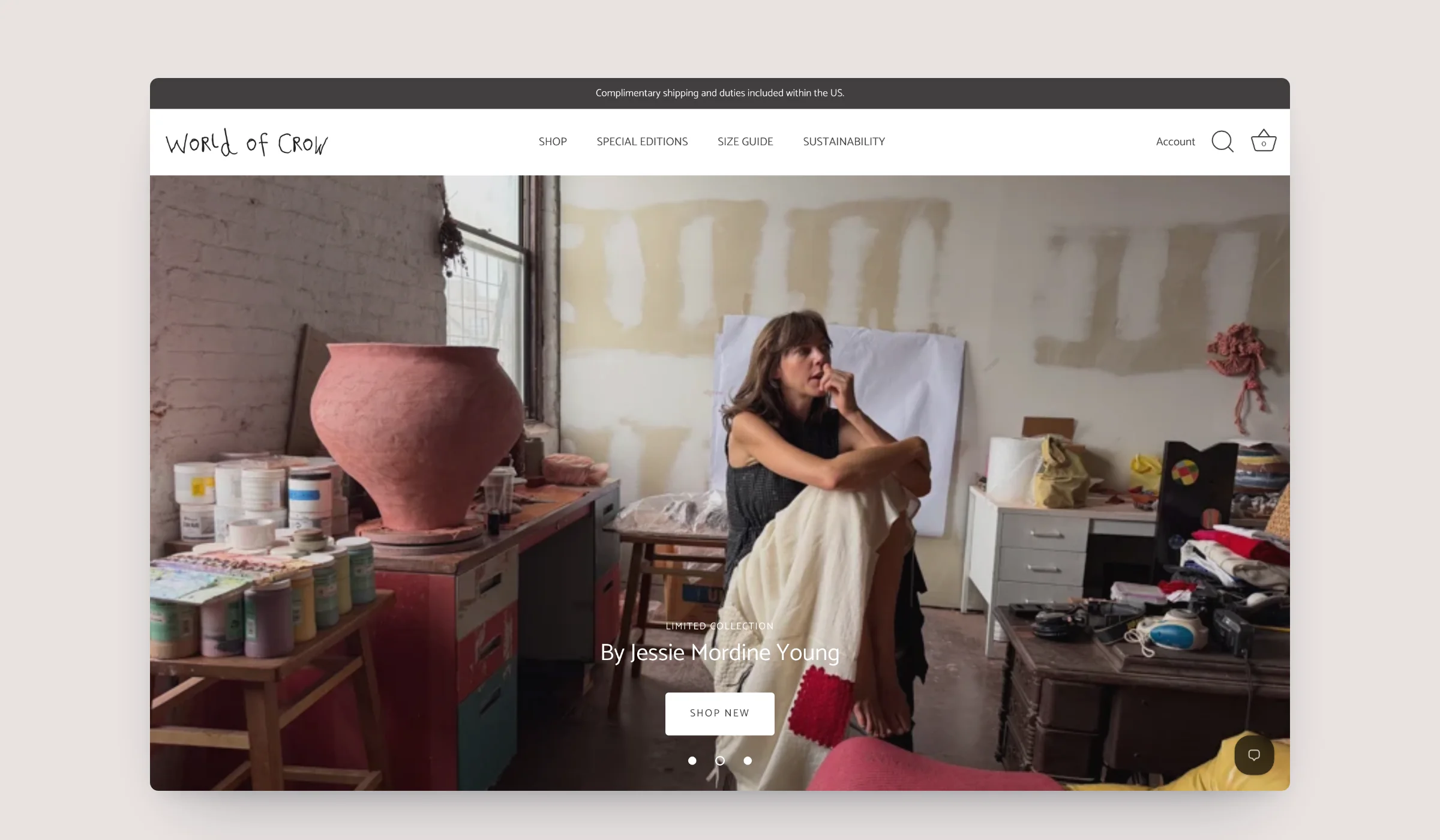 World of Crow homepage on desktop, built on Shopify by Tripster Developers