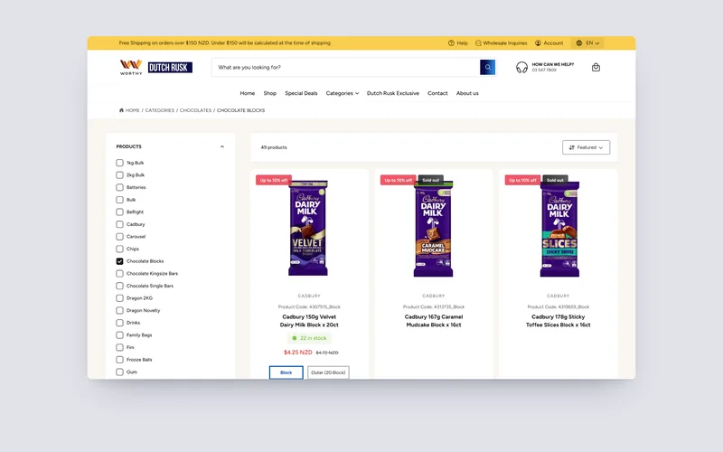 DutchRusk trade collection page, built by Tripster Developers