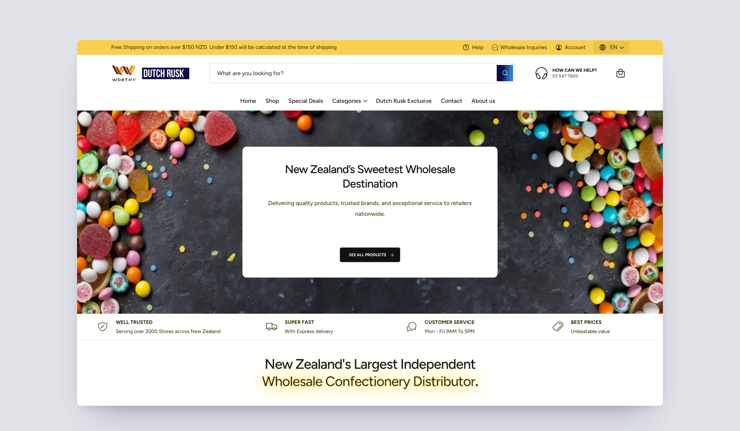 DutchRusk homepage on desktop, built on Shopify by Tripster Developers