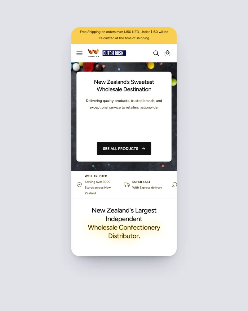 DutchRusk Shopify store on mobile, built by Tripster Developers