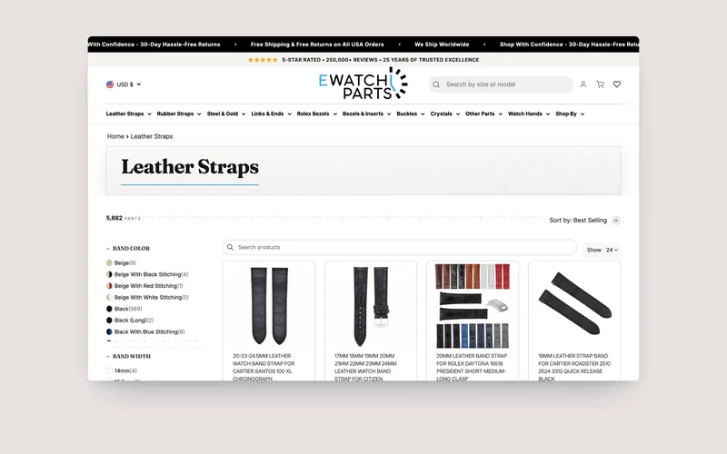 eWatch Parts collection page, built by Tripster Developers