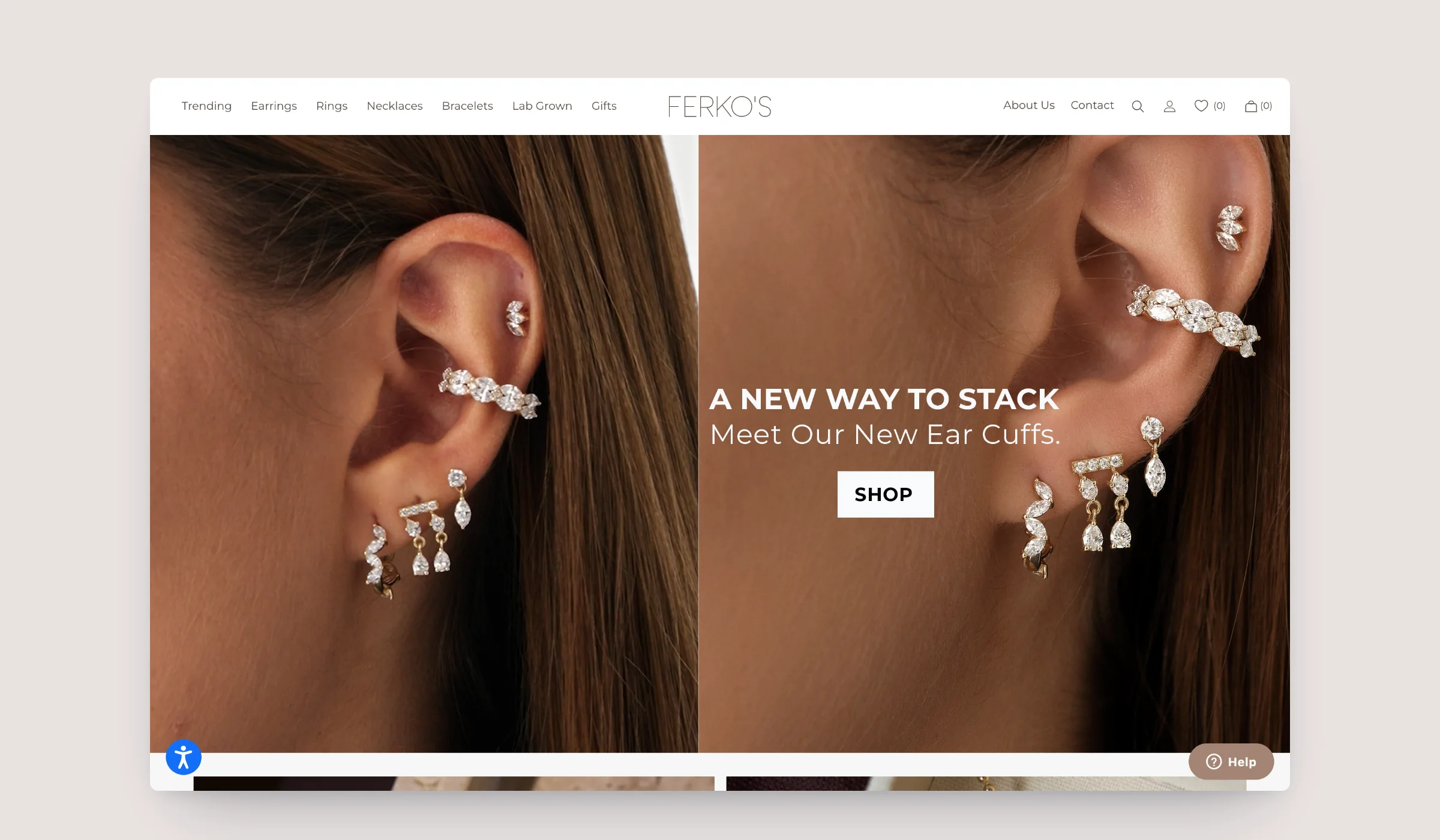 Ferkos Fine Jewelry homepage on desktop, built on Shopify by Tripster Developers