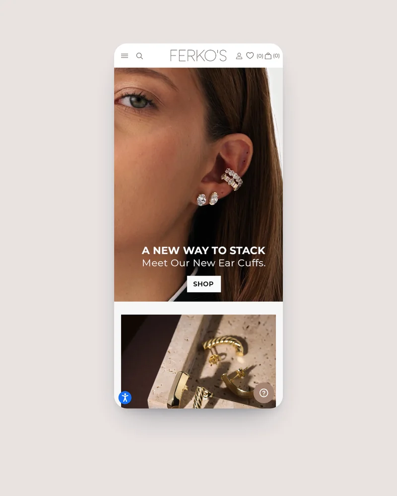 Ferkos Fine Jewelry Shopify store on mobile, built by Tripster Developers