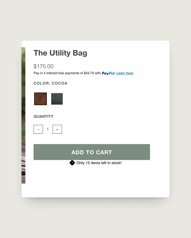 Kodiak Leather product page on mobile