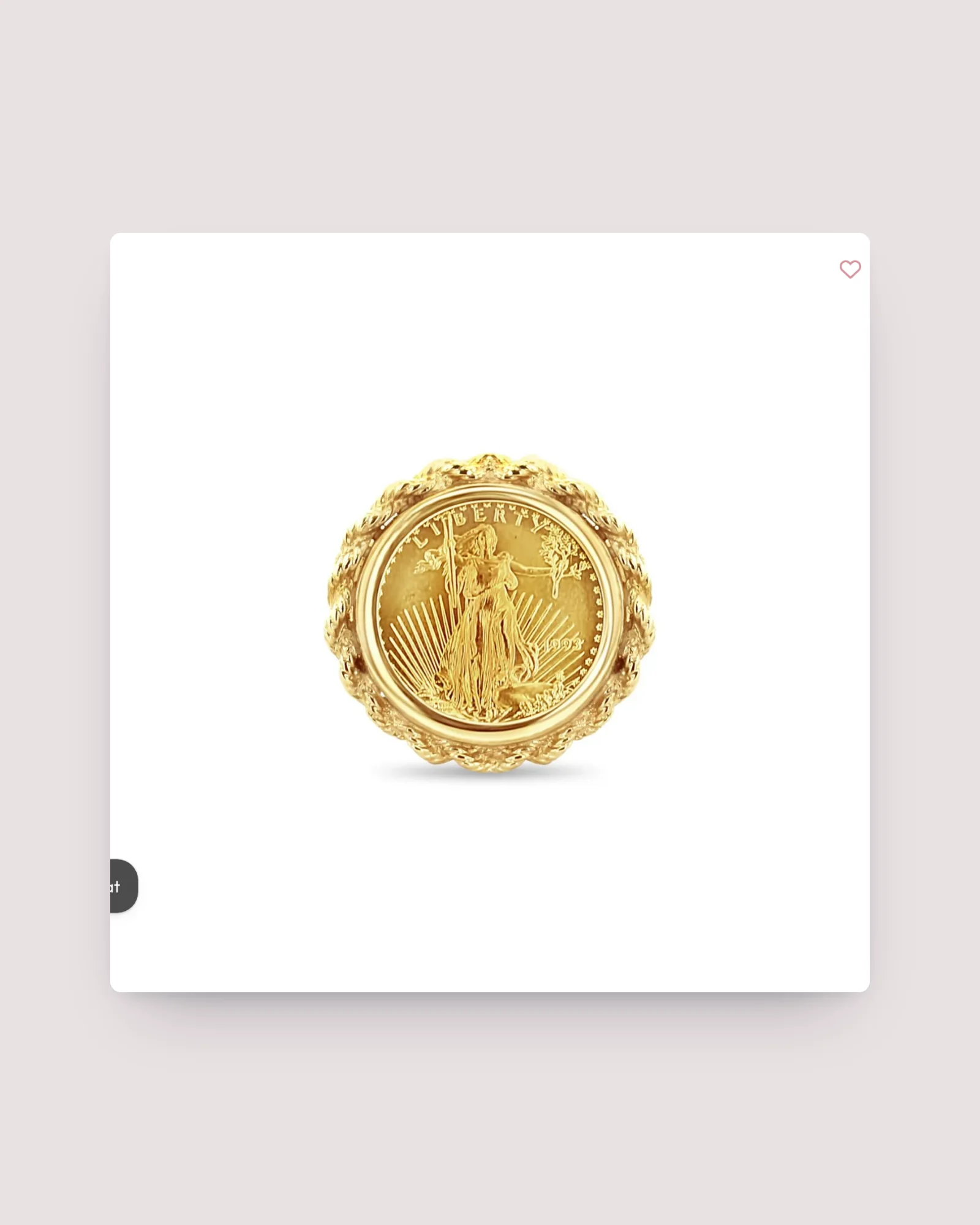 Gold American Eagle coin set in a rope frame ring