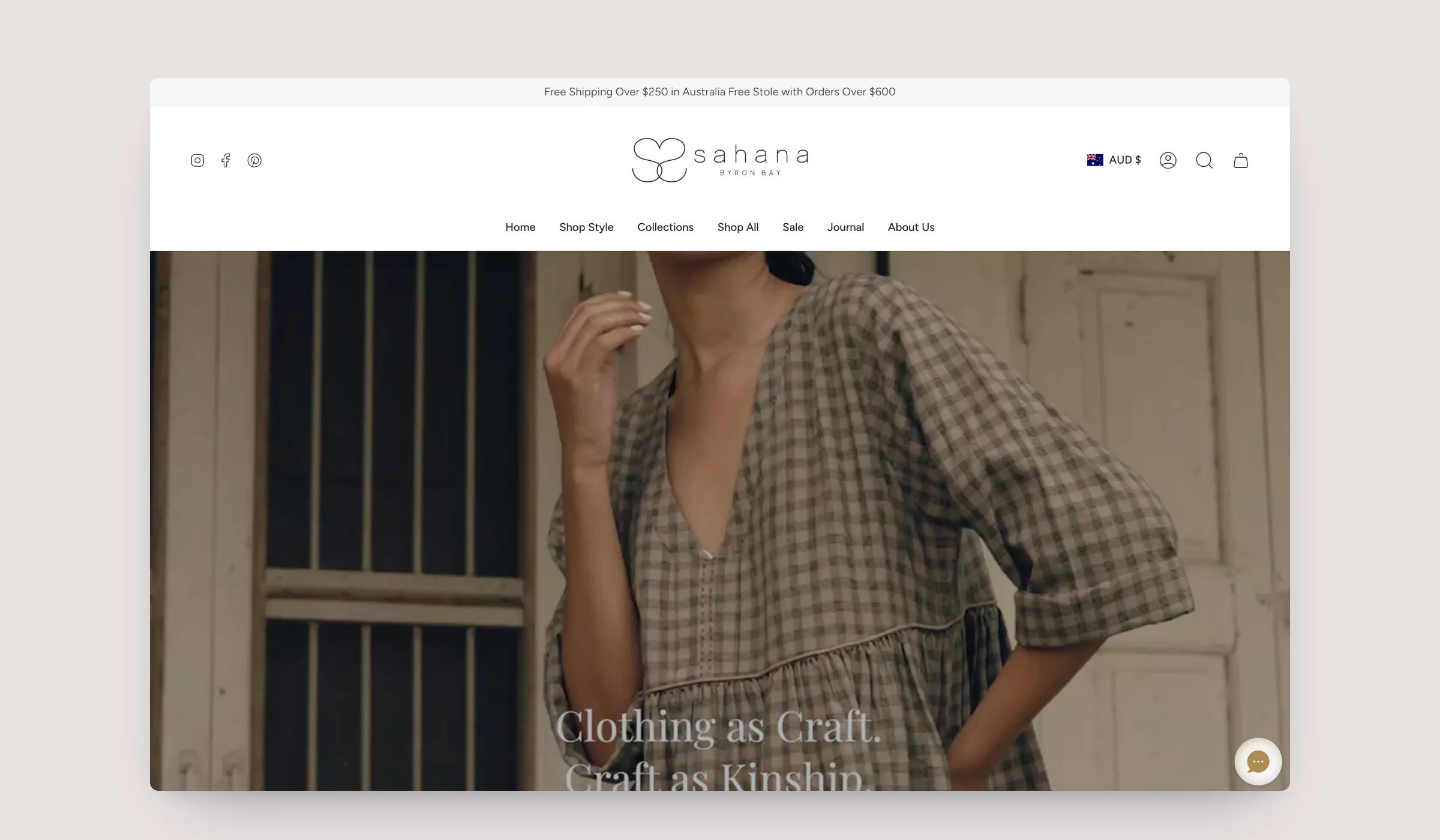 Sahana homepage on desktop, built on Shopify by Tripster Developers