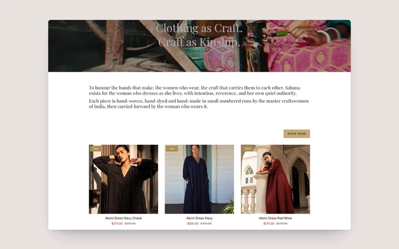 Sahana homepage on desktop, built by Tripster Developers