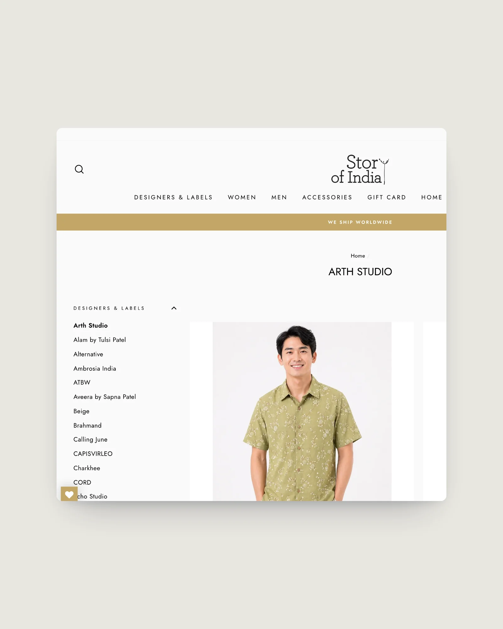 Story of India designer collection with the full designers and labels list in the filter
