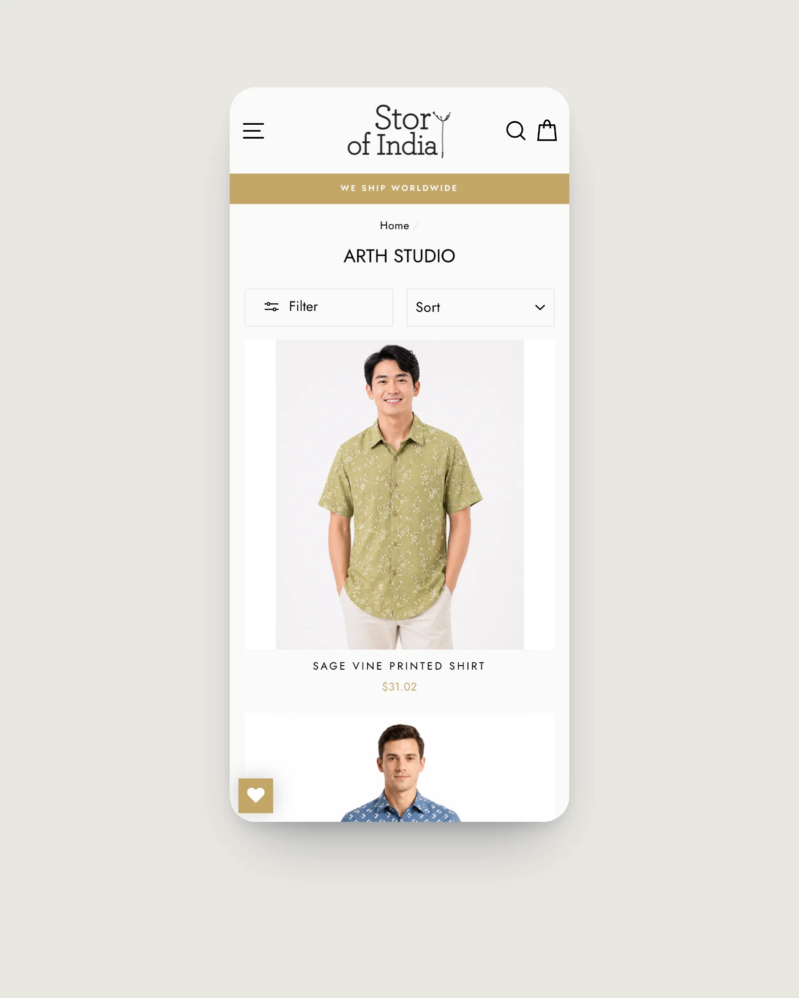 Story of India collection page on mobile