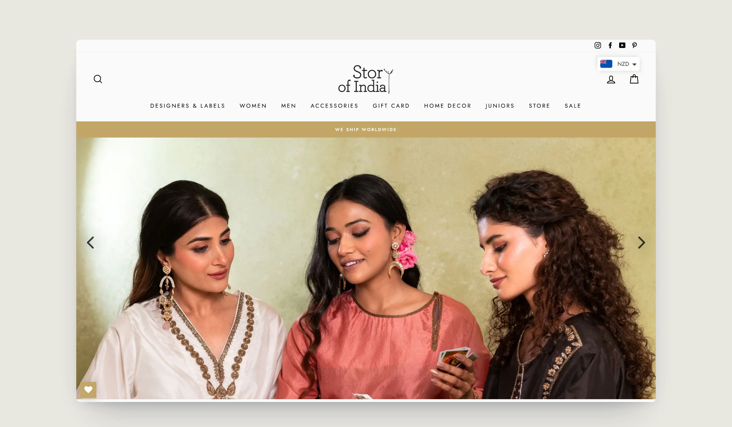 Story of India homepage on desktop, built on Shopify by Tripster Developers