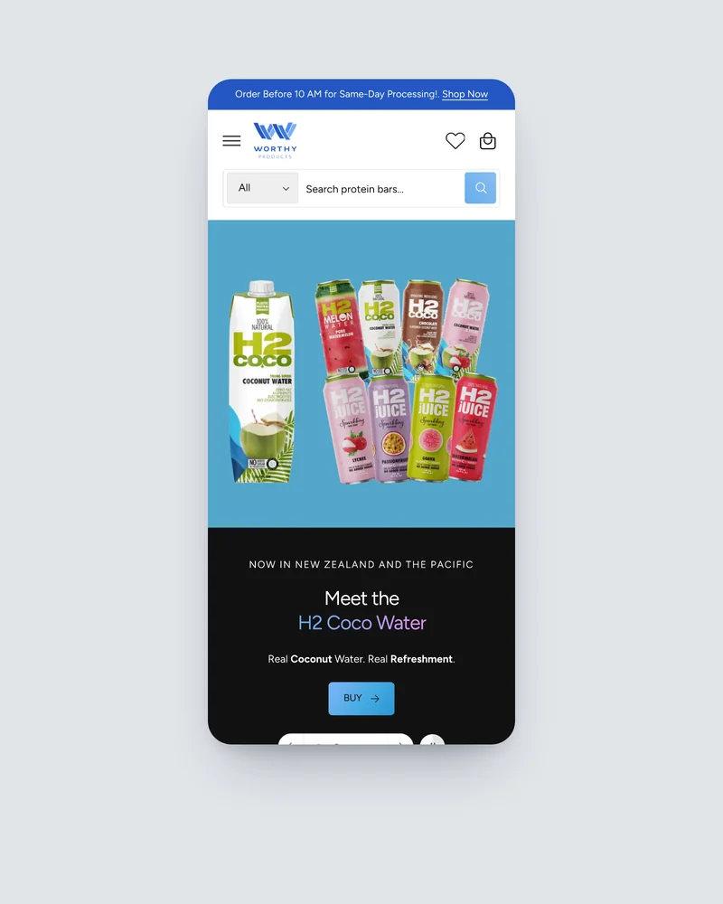 Worthy Products Shopify store on mobile, built by Tripster Developers