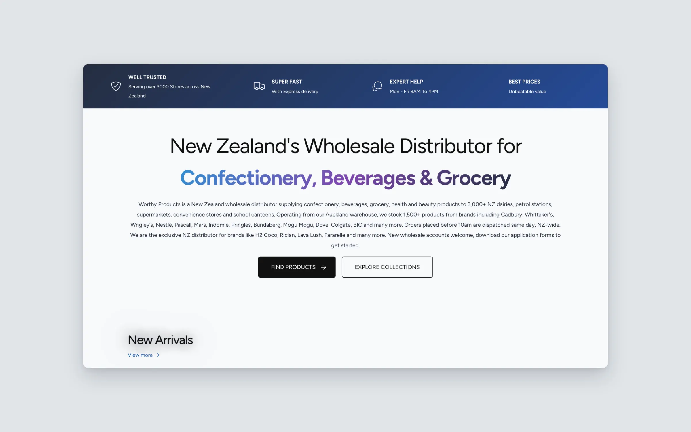 Worthy Products Shopify store, built by Tripster Developers