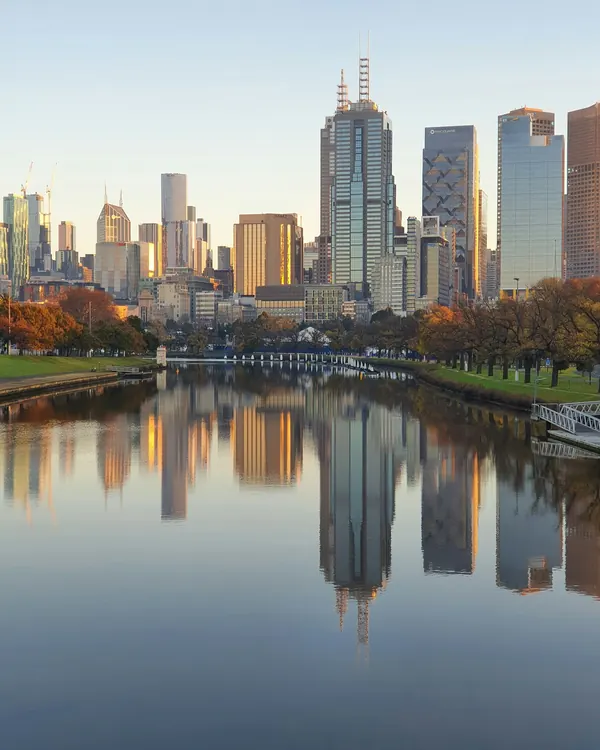 Melbourne city skyline reflected in the Yarra River