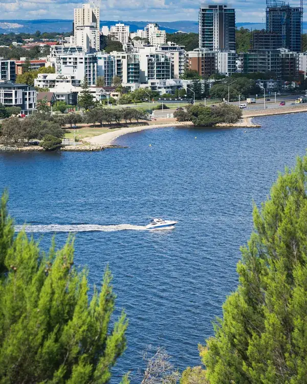 Perth city and the Swan River, Western Australia