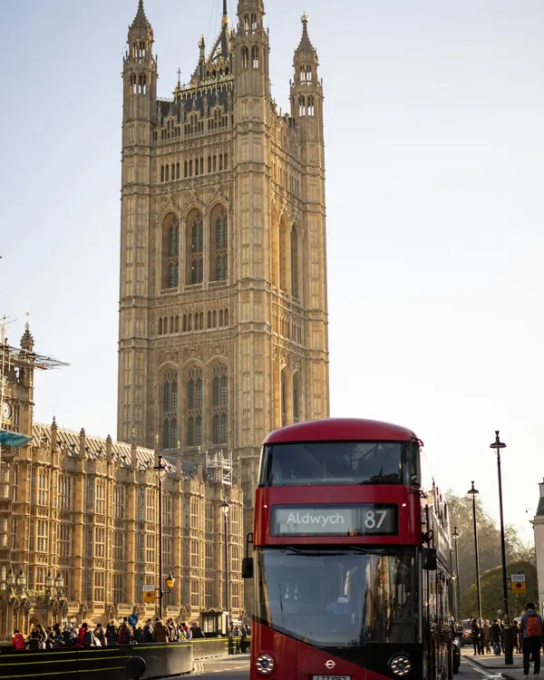 London, the Houses of Parliament and a red double-decker bus