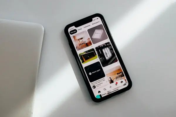 Phone showing an online store