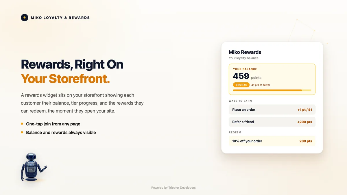 Miko Loyalty & Rewards Shopify app by Tripster Developers