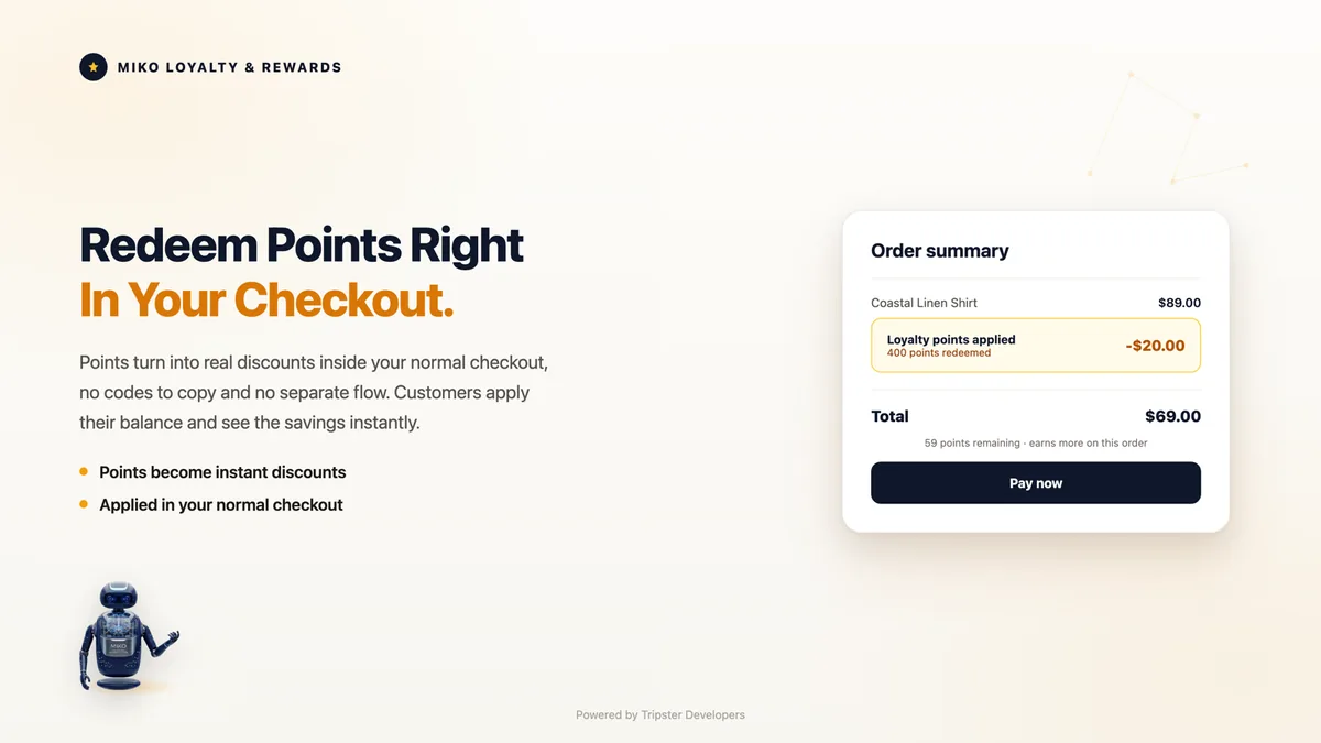 Miko Loyalty admin dashboard tracking members, points and redemptions
