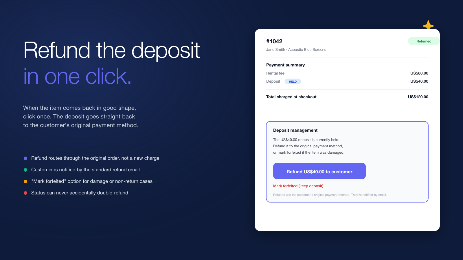 Miko Product Rentals deposit management controls