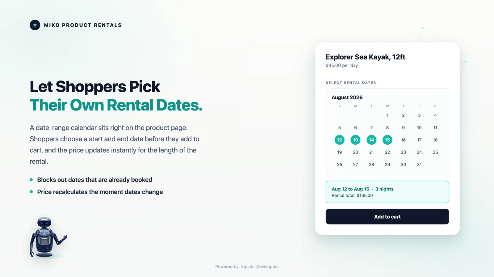 Miko Product Rentals Shopify app by Tripster Developers