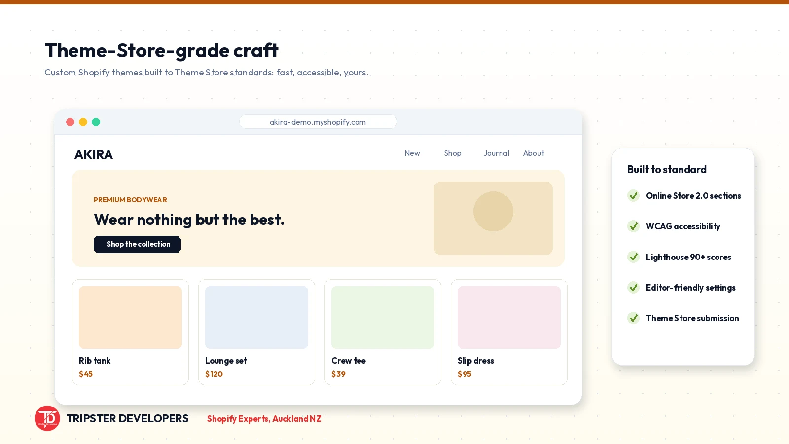 Akira, a premium Shopify theme built and Theme-Store-submitted by Tripster Developers