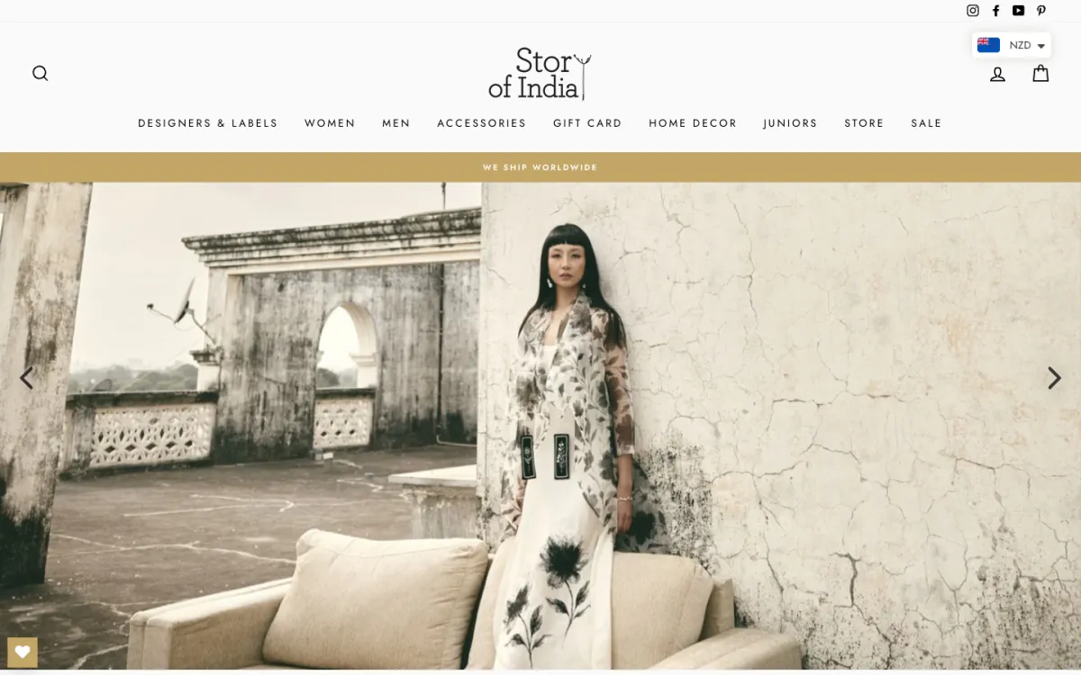 Story of India boutique Shopify store homepage built by Tripster Developers