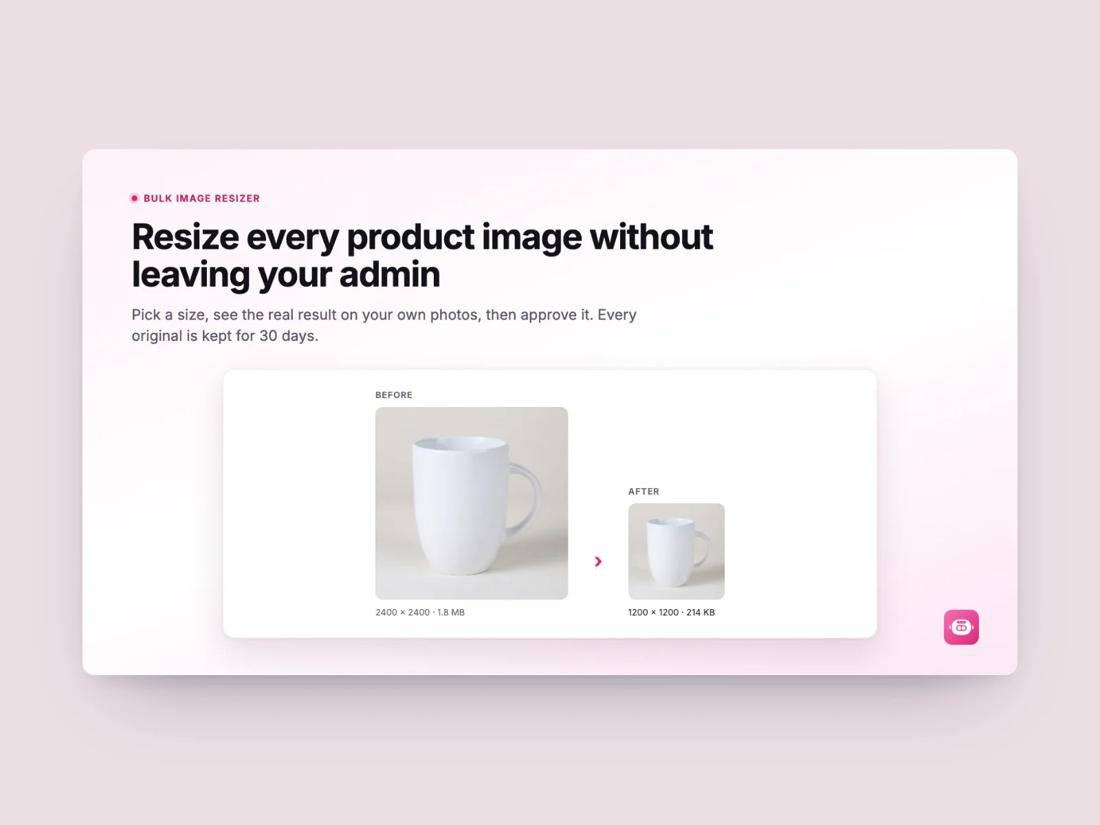 Miko Bulk Image Resizer, a Shopify image app we built