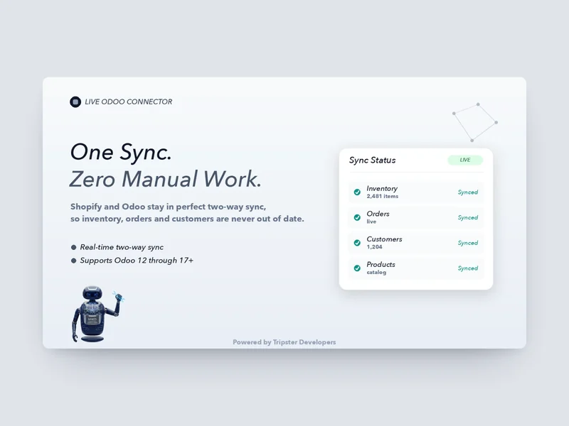 Live Odoo Connector syncing Shopify and Odoo