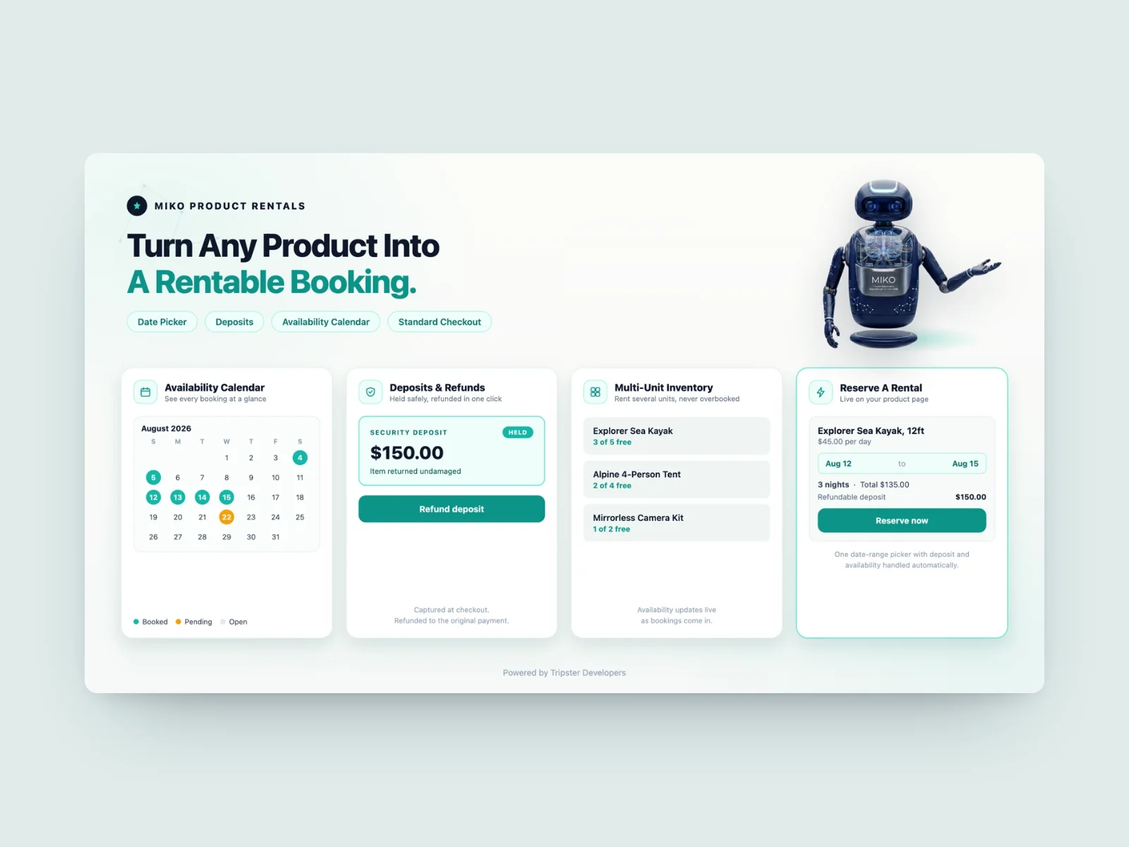 Miko Product Rentals, a Shopify rental booking app we built