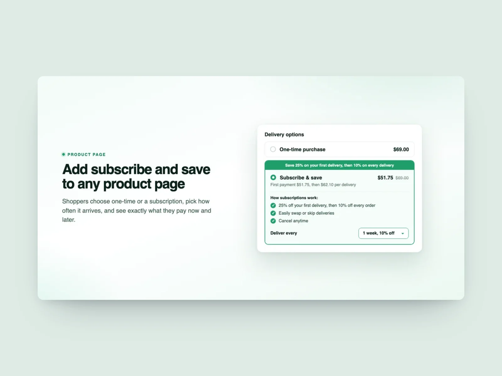 Miko Subscribe and Save subscription options on a Shopify product page