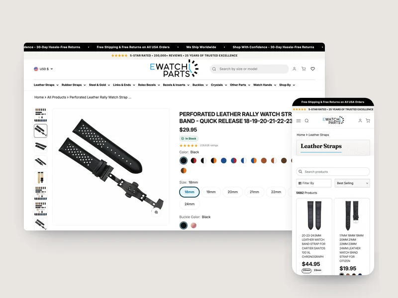eWatch Parts Shopify case study by Tripster Developers